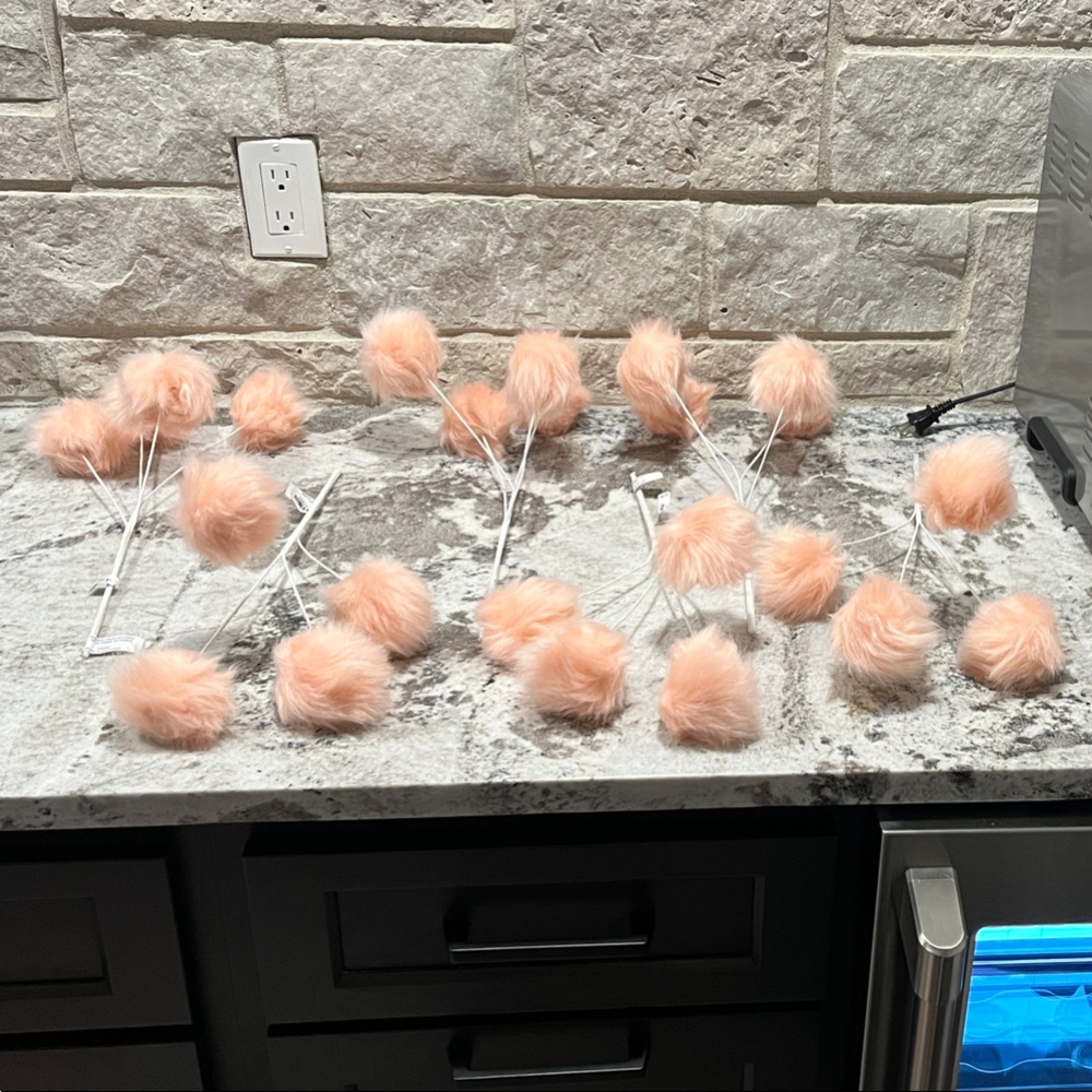 NEW Lot of 6 Pier 1 Pink Faux Fur Tree Sprays